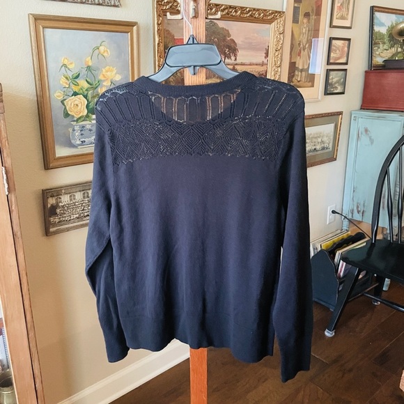 Eddie Bauer women’s long sleeve button cardigan sweater jeweled buttons L black - Picture 8 of 9